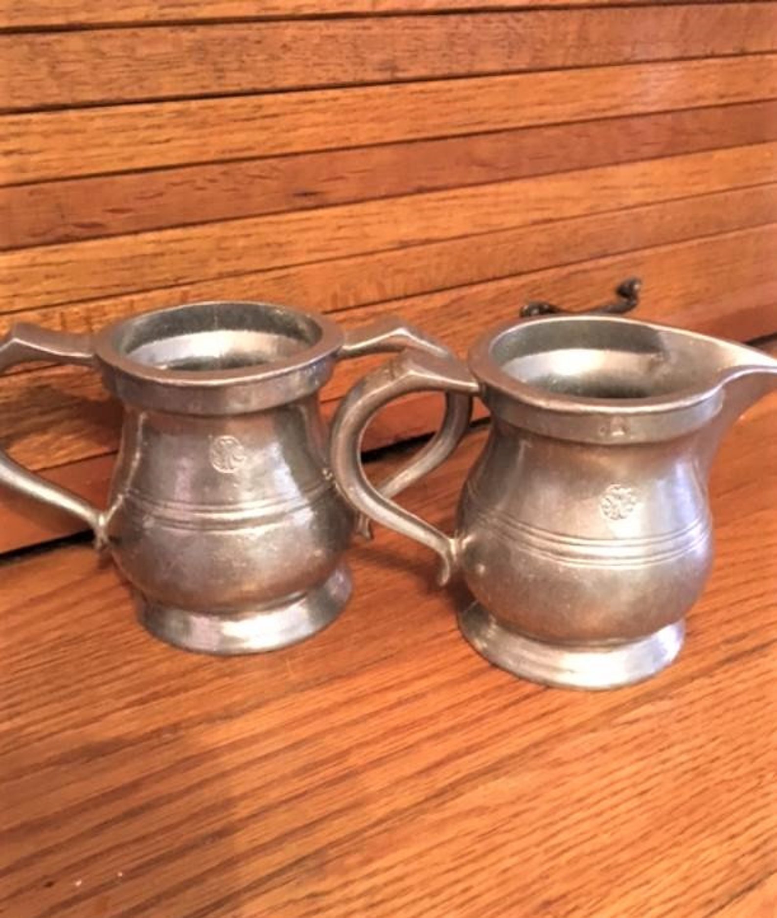 Vintage Pewter Cream and Sugar Set Etsy