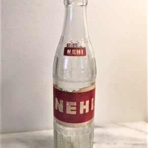 Vintage Nehi Soda Bottle Clear Glass Red White Logo ACL Bottle, Collectible Glass, 10 O, Hickory North Carolina