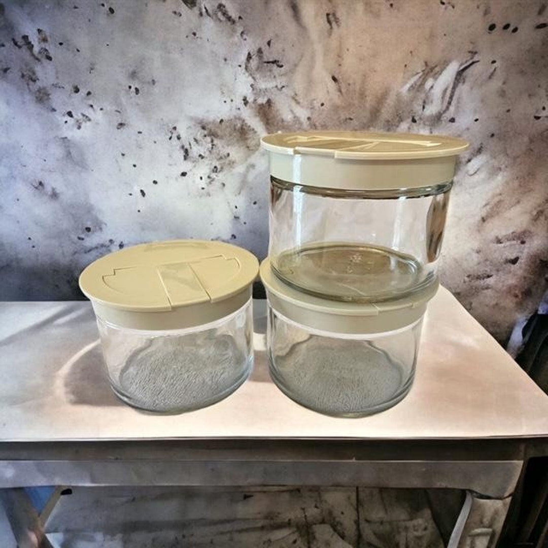 Vintage Gemco Glass Condiment Containers, Set of 3, Kitchenware