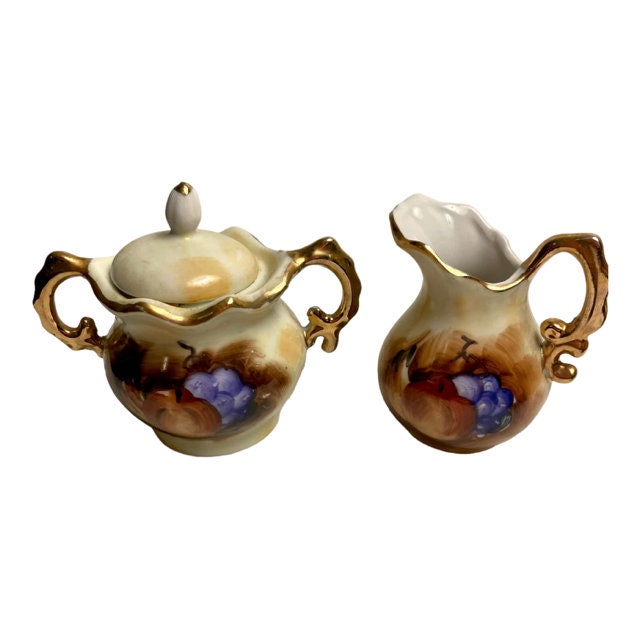 Miniature Creamer and Sugar Set Made in Japan, Hand Painted Miniature Creamer and Sugar Set Made in Japan, Hand Painted