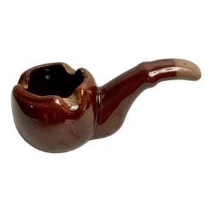 Ashtray Tobacco Pipe Ceramic Ashtray Vintage with Brown Glaze, Tobacciana