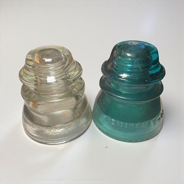 Vintage Hemingray Glass Insulators Hemingway 45 and Hemingray 42 ...
