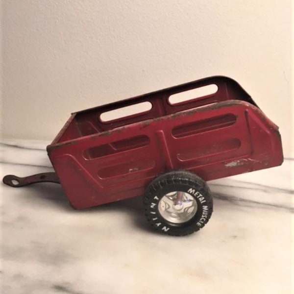 Vintage Metal Muscle Nylint Red Pressed Steel Open Trailer Child's Toy Collectible