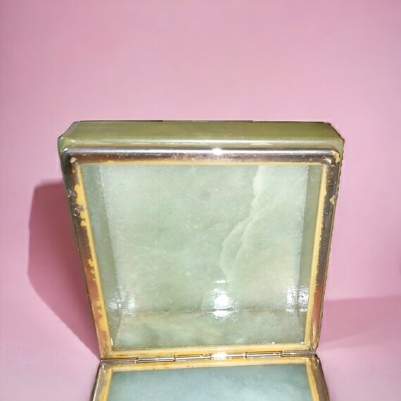 Alabaster Jewelry Trinket Box Hinged Green with B… - image 3