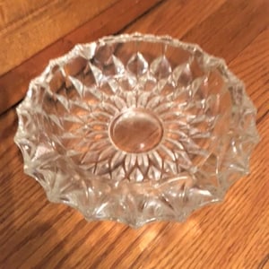 Cut Glass Ashtray Sunflower Design Vintage Ashtray Tobacciana
