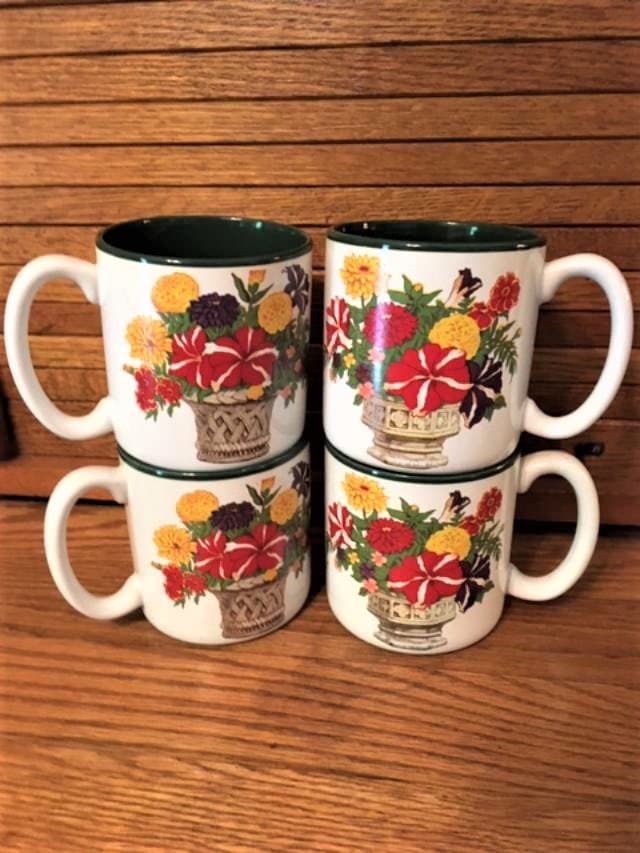 Collectibles Potpourri Designs Garden Classics Four Coffe Cups Mugs