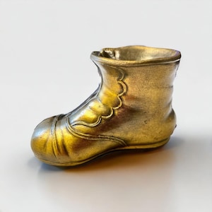Vintage Bronze Baby Shoe Shaped Candle Stick Holder