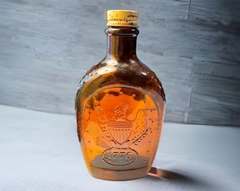 Bicentennial Brown Log Cabin Syrup Bottle 1776 Limited Edition Eagle