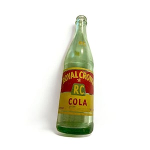 Vintage Royal Crown RC Cola Glass Bottle Yellow Red Label Albemarle N.C. Collectible Bottle (DB5)