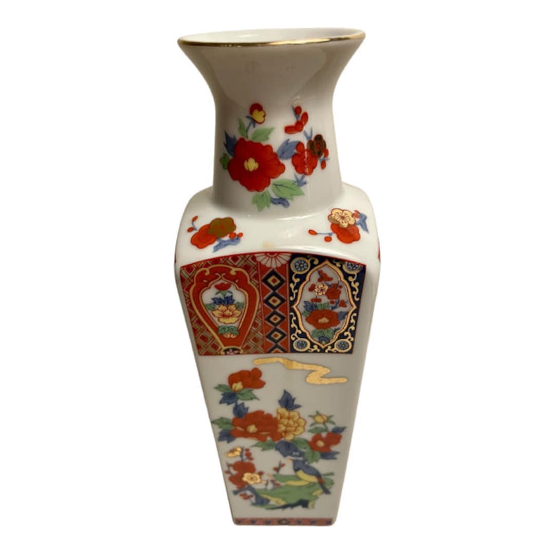 Vintage Japanese Vase Artmark, Floral and Birds 7.75 Inches Tall, Home Decor Etsy