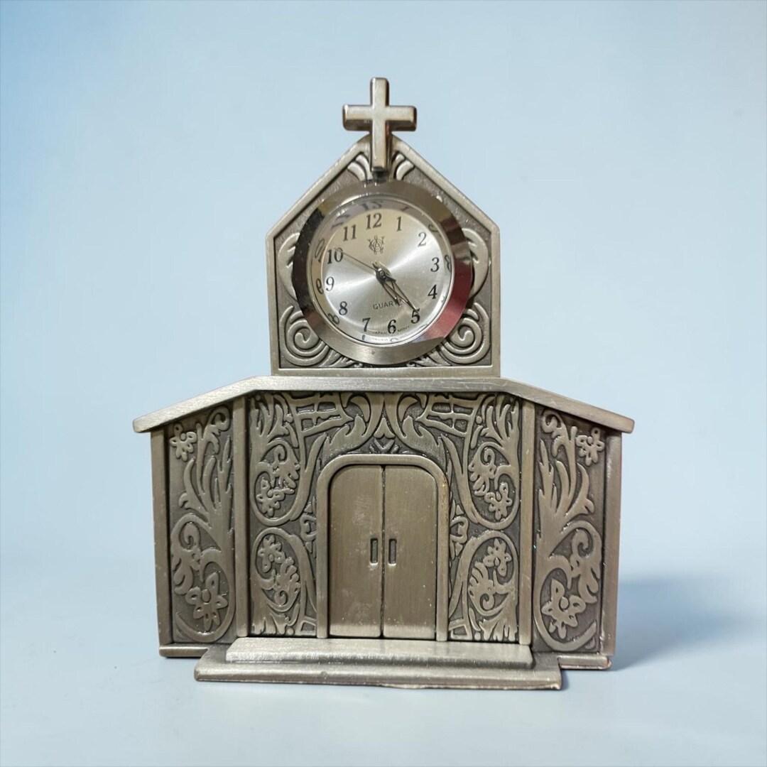 Church-shaped Quartz Clock With Cross and Ornate Embossed Details - Etsy