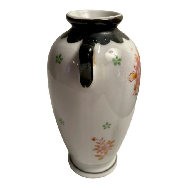 A Vase with Wisteria flowers and Bird on dark red cloisonné