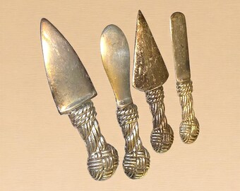 Vintage Cheese Spreaders & Butter Spreader Silver Plated Twisted Rope Knot Handles (BW3)