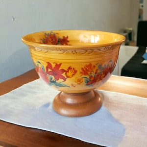 Vintage Pedestal Floral Bowl or Planter, Cottagecore, Vintage Decor