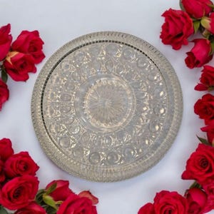 Vintage Federal Clear Glass Windsor Button and Cane Round Serving Plate Collectible Glass (D3)