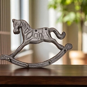 Vintage Cast Iron Rocking Horse Utensil Holder Wall Hanging Decor (DB1)