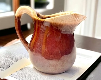 USA Brown Drip Pottery Small Creamer or Syrup Pitcher, Vintage Pitcher, 1-1/2 Cup, Cottagecore, Vintage Decor