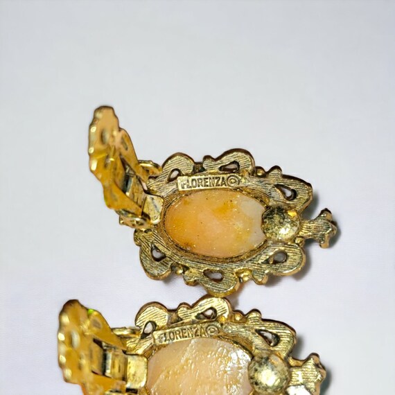 Earrings, Florenza Cameo Clip on Earrings Gold To… - image 3