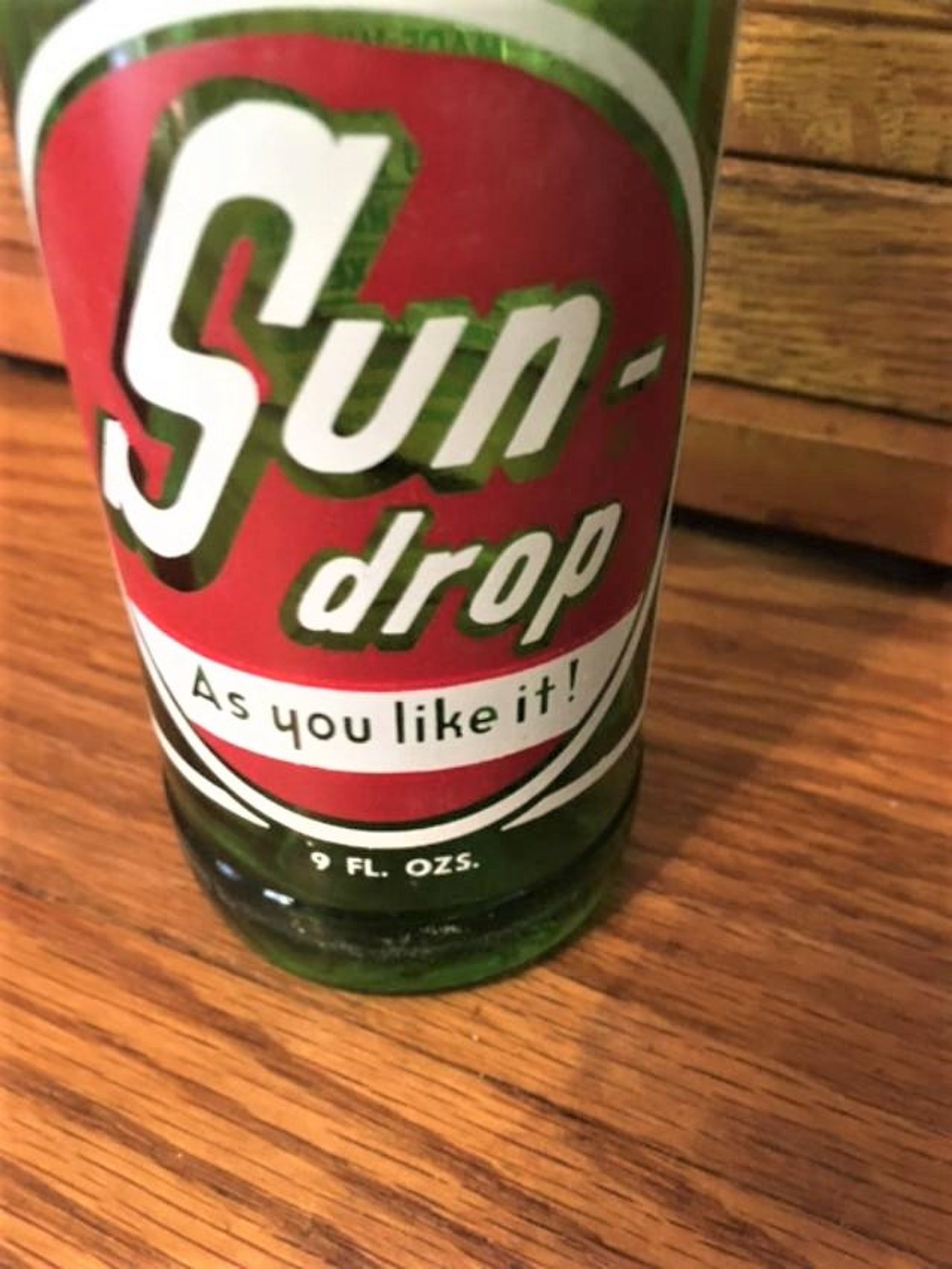 Vintage Sun Drop Soda Pop Bottle 9 Ounce as You Like It Etsy