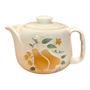 Teapot Porcelier 1930s Vitreous China Teapot with Pear Design, Vintage Teapot, Cottagecore, Country Kitchen, Tea Party