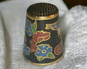 Vintage Thimble Bethelehem Cloisonne, Sewing Notion, Collectible Thimble