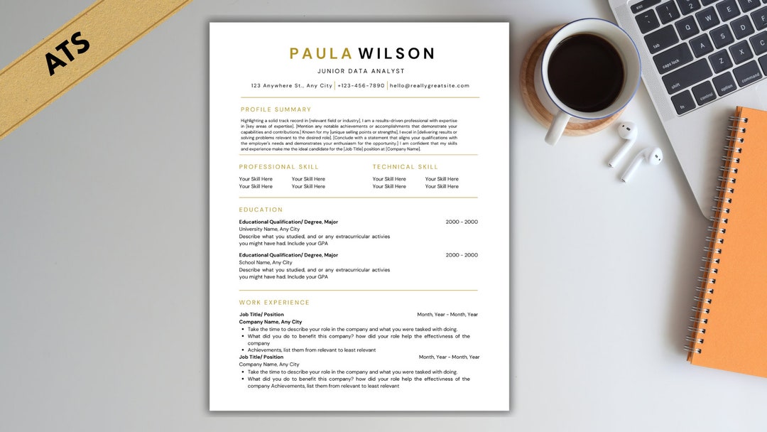 Buy ATS Friendly Resume Template for Microsoft Word | Cover Letter and ...