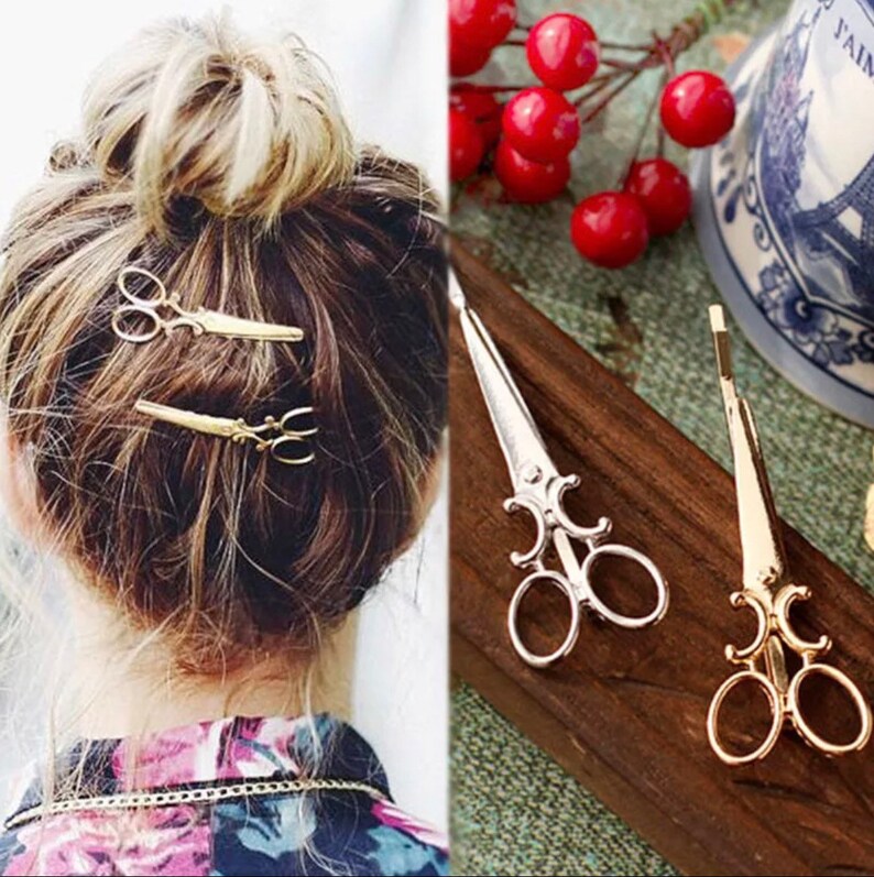 Scissors Hairpin Gold Silver Hair Pin Cute Girly Tumblr Etsy