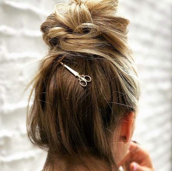 Scissors Hairpin Gold Silver Hair Pin Cute Girly Tumblr Etsy