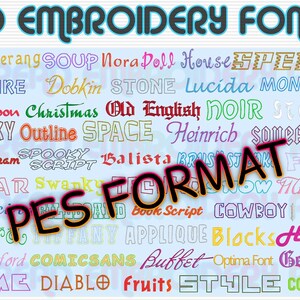 50 Embroidery Fonts - Alphabets - Embroidery Script - PES Format - Embroidery designs - Instant Download