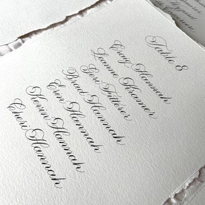 Plan de salle de mariage - calligraphie de mariage - plan de table mariage bord Deckle