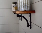 Rustic Wood Shelves with Black Cast Iron Brackets, 6 Nominal Depth Farmhouse Shelves
