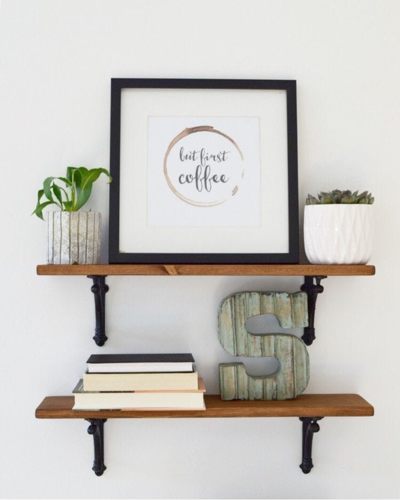 Bathroom Shelves Wooden Shelves With Black Cast Iron Etsy