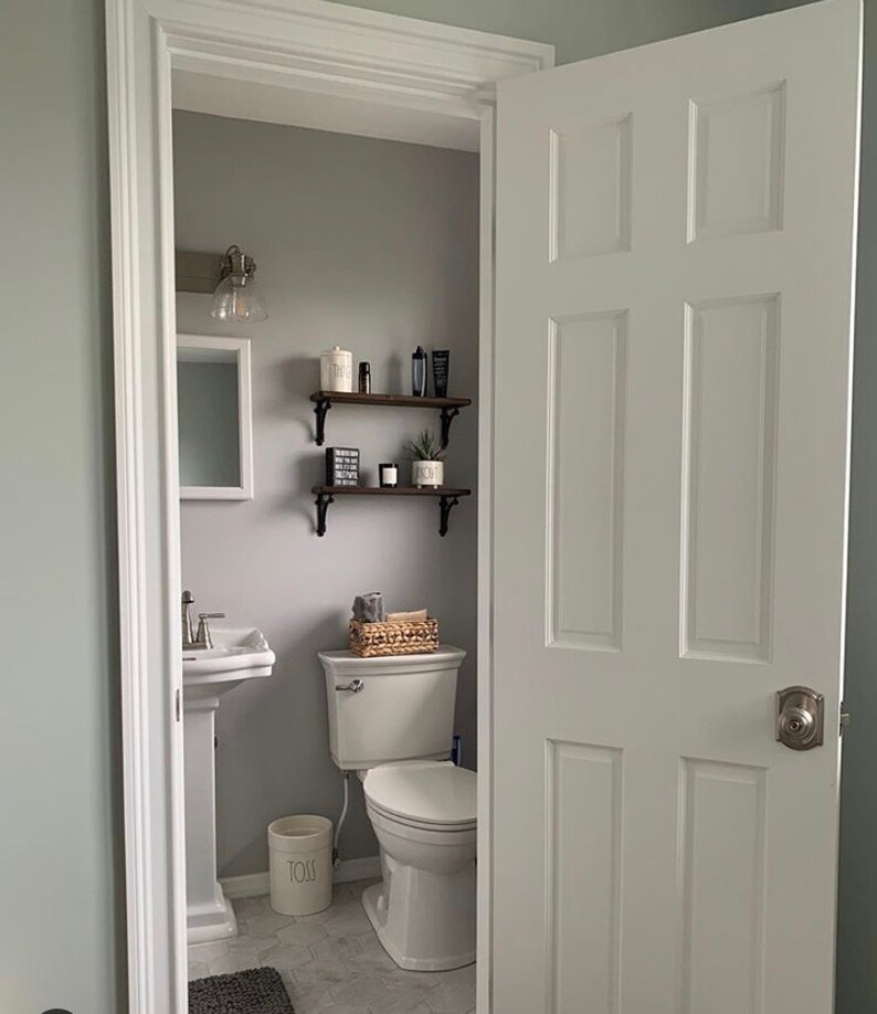 Bathroom Shelves Wooden Shelves With Black Cast Iron Etsy