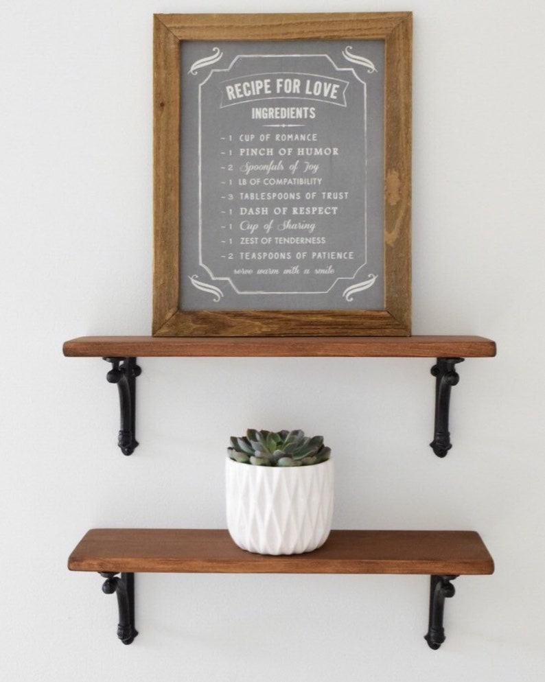 6 Nominal Depth Wood Shelf With Black Iron Brackets Etsy