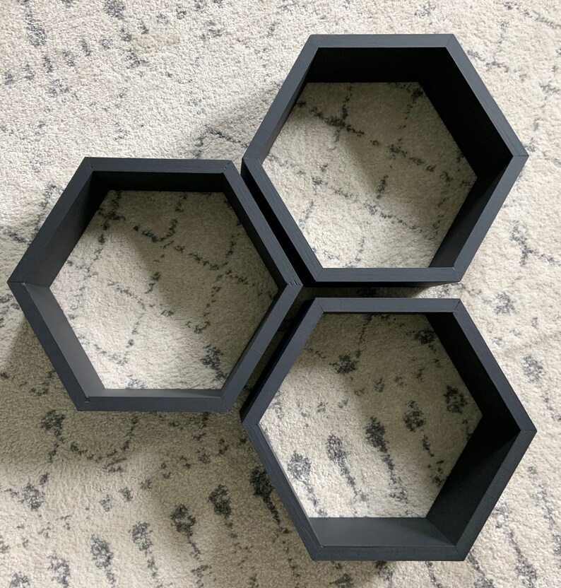 Hexagon Shelves Set of 3 4.5 Deep Hexagon Shelf Etsy