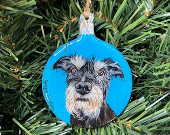 ¡Adornos de retratos de mascotas personalizados pintados a mano!