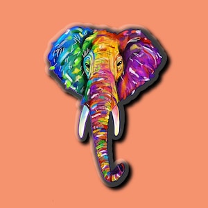 Rainbow Elephant Clear Sticker