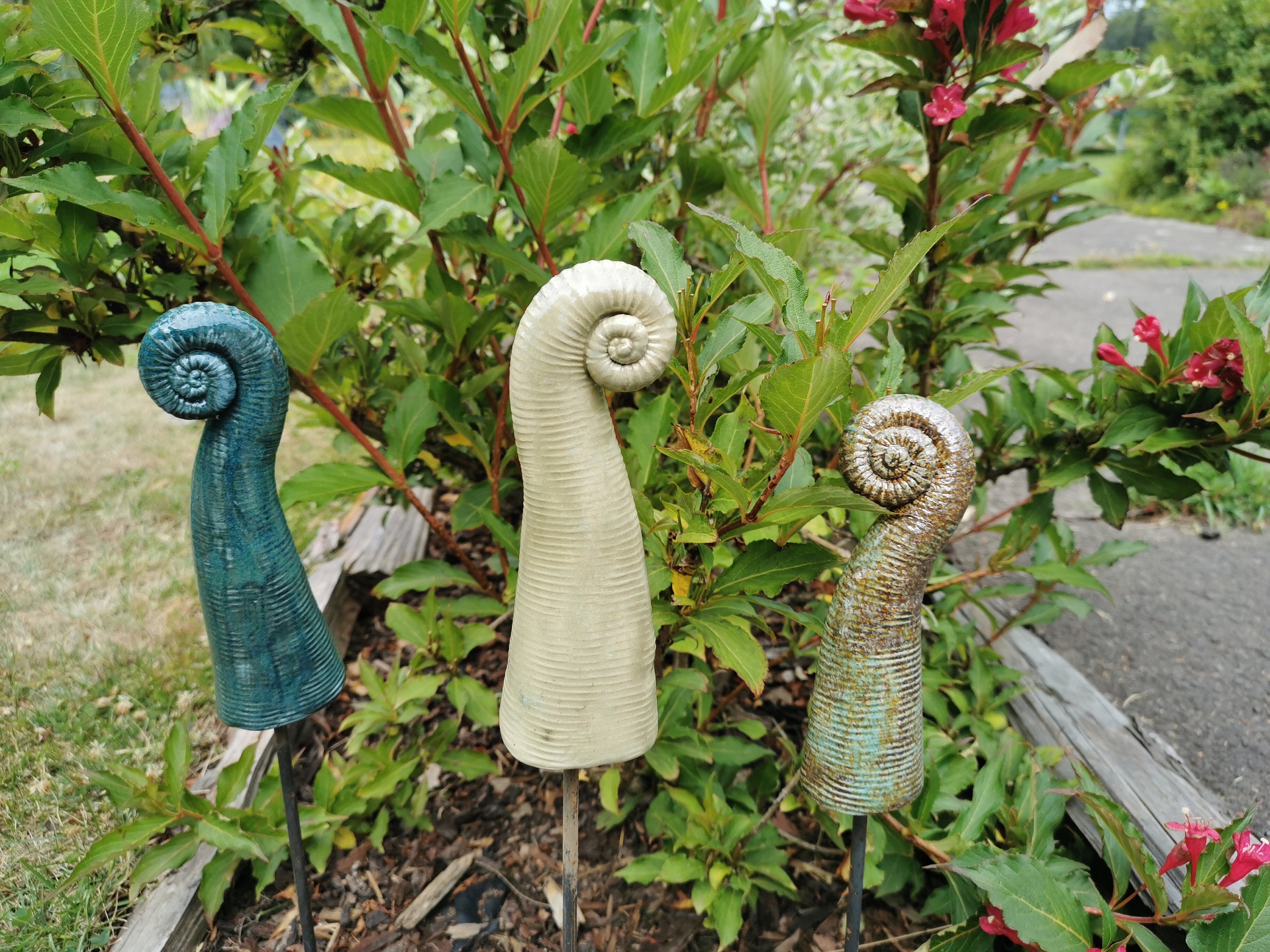 Drei große Gartenstecker Keramik Unikate Handarbeit Set 3er Etsy
