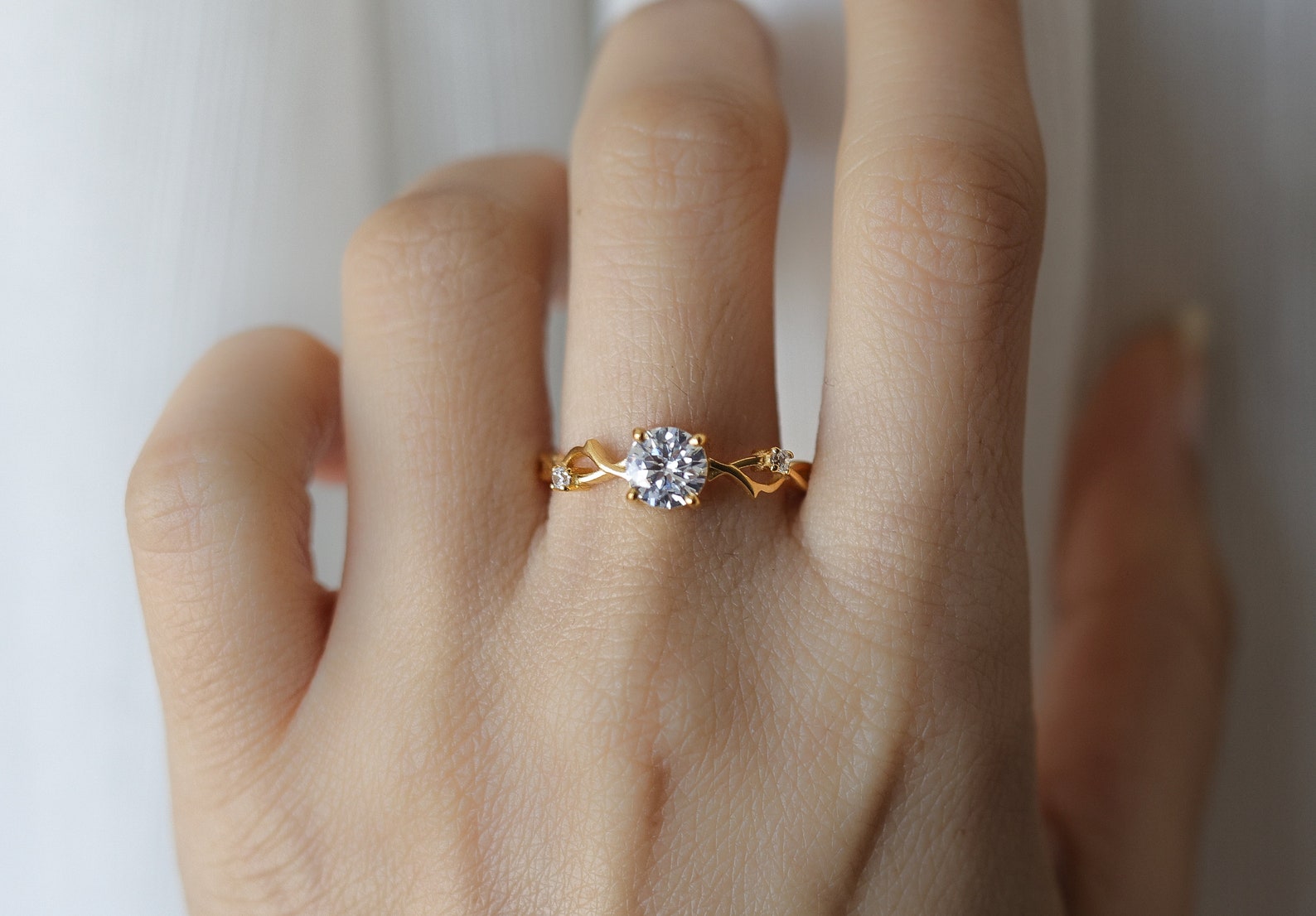 1.5 mm Diamond & Moissanite Wedding Band/ Solid 18K Gold