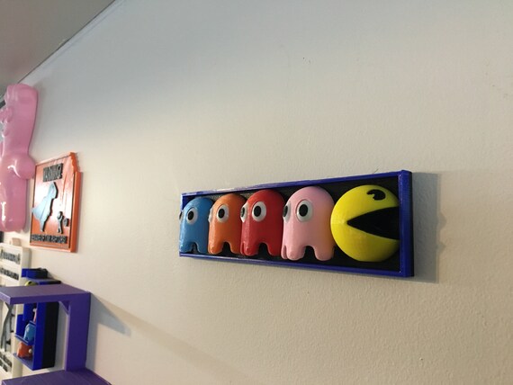 3d Pacman Retro Decoration With All Four Ghosts Retro Etsy