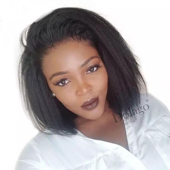 Wig Frizzy Afro Hair Kinky Straight 100 Natural Front Lace Etsy
