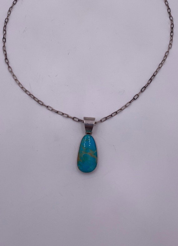 Vintage Navajo Sterling Silver And Turquoise Pend… - image 1