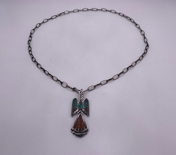 Vintage Navajo Sterling Silver, Turquoise And Cor… - image 5
