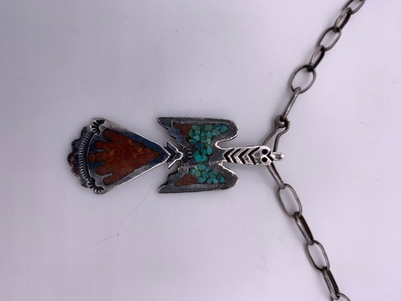 Vintage Navajo Sterling Silver, Turquoise And Cor… - image 4
