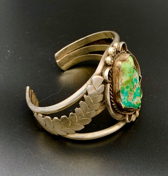 Vintage RS Roger Skeet Jr Navajo Green Turquoise … - image 7