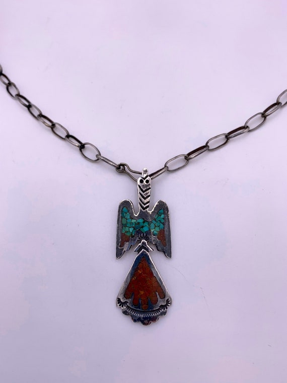 Vintage Navajo Sterling Silver, Turquoise And Cor… - image 2