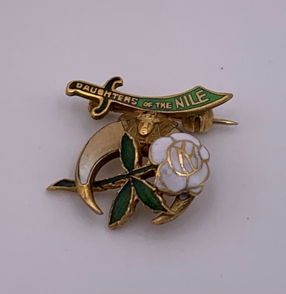 Antique 14k Gold And Enamel Daughters Of The Nile 