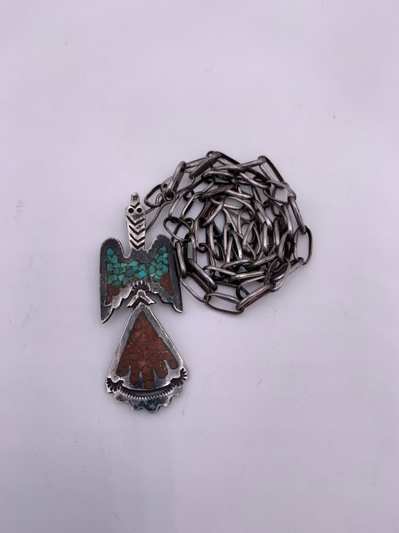 Vintage Navajo Sterling Silver, Turquoise And Cor… - image 1