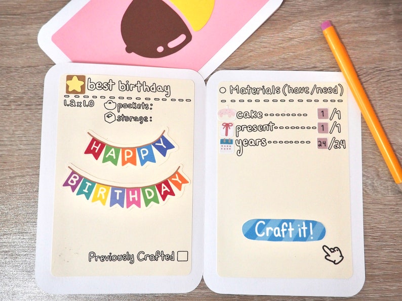 Animal Crossing Inspired Birthday Card ACNH DIY Recipe Etsy