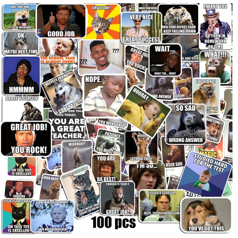 Meme Sticker,100-500 pcs,Meme Stickers for Teacher,Grading memes Stickers for Teachers,Teacher Sticker,Rewards Stickers meme sticker 100pcs